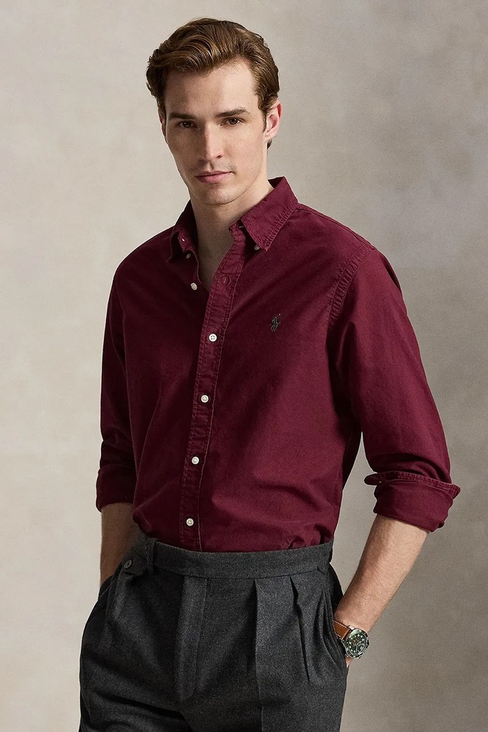 Polo Ralph Lauren Koszula męska bawełniana bordowy 710805564