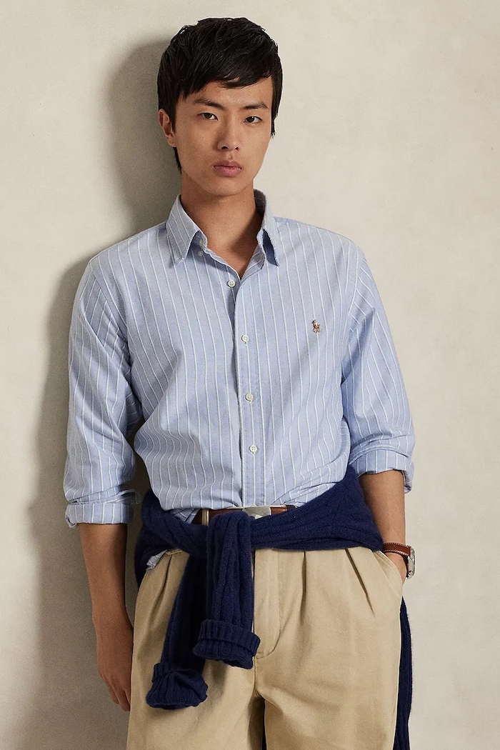 Polo Ralph Lauren camicia in cotone regolare blu 710928918