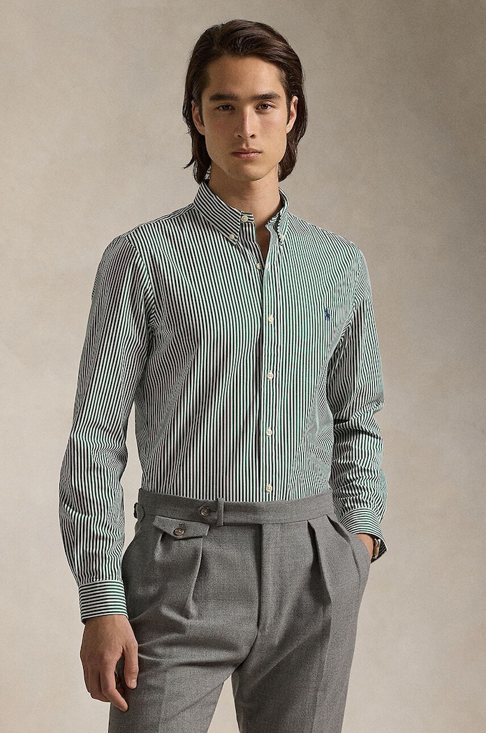 Polo Ralph Lauren риза мъжка от памук стандартна зелен 710929346