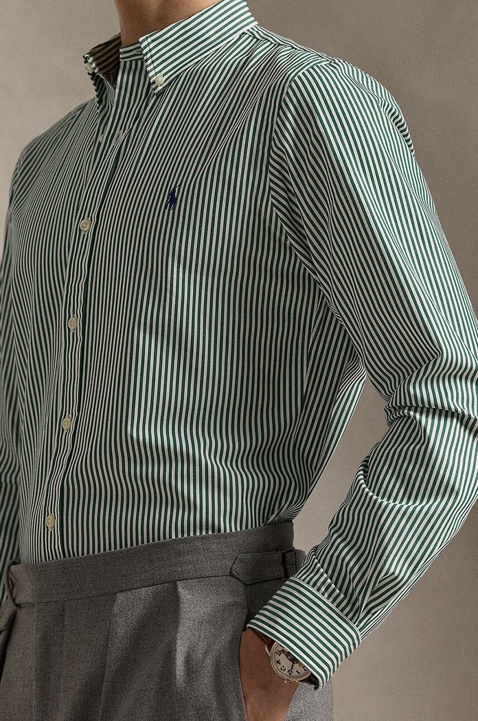 Polo Ralph Lauren риза мъжка от памук зелен 710929346