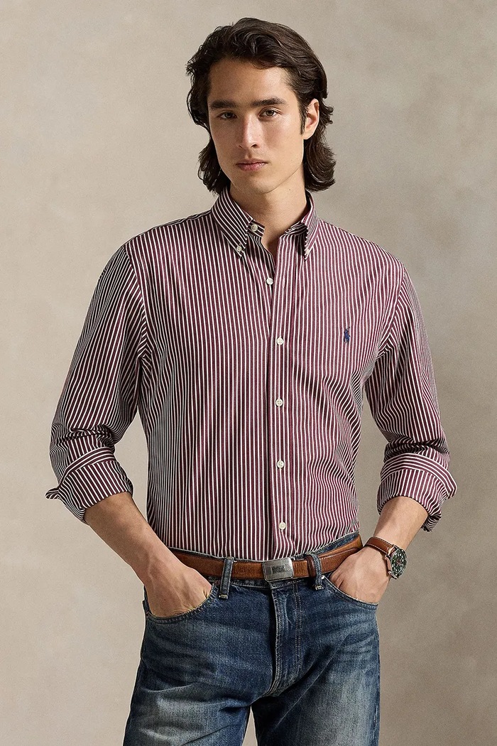 Polo Ralph Lauren koszula bawełniana męska wzorzyste bordowy 710929346
