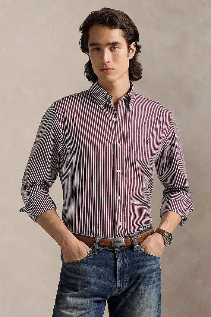 Polo Ralph Lauren koszula bawełniana męska wzorzyste bordowy 710929346