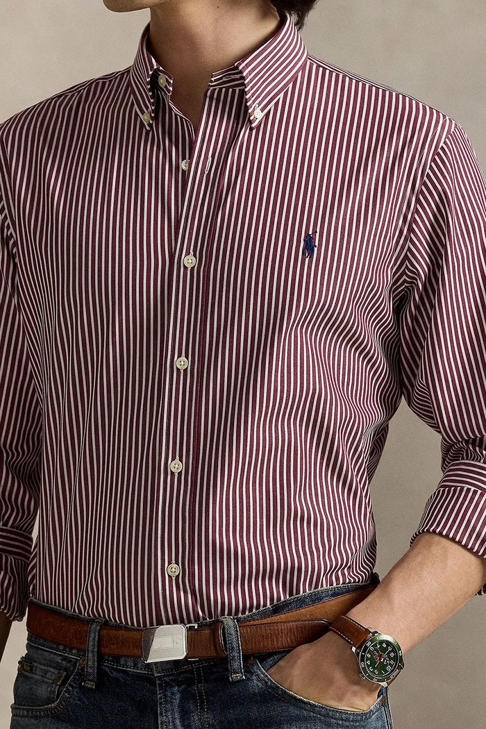 Odzież Polo Ralph Lauren koszula bawełniana męska 710929346 bordowy