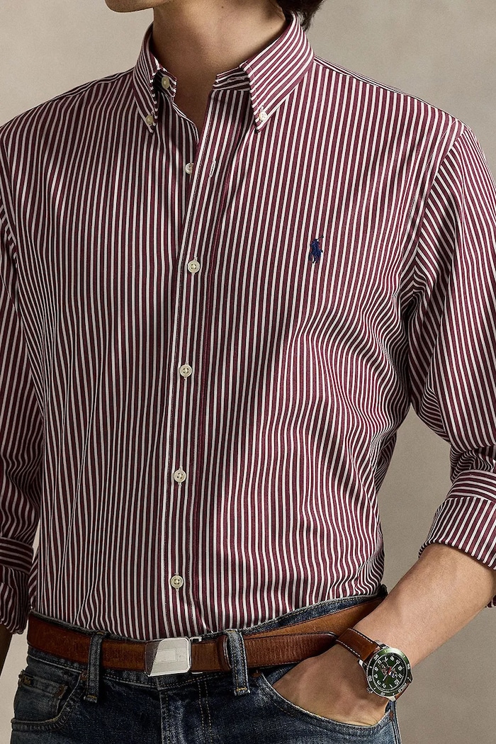 Odzież Polo Ralph Lauren koszula bawełniana męska 710929346 bordowy