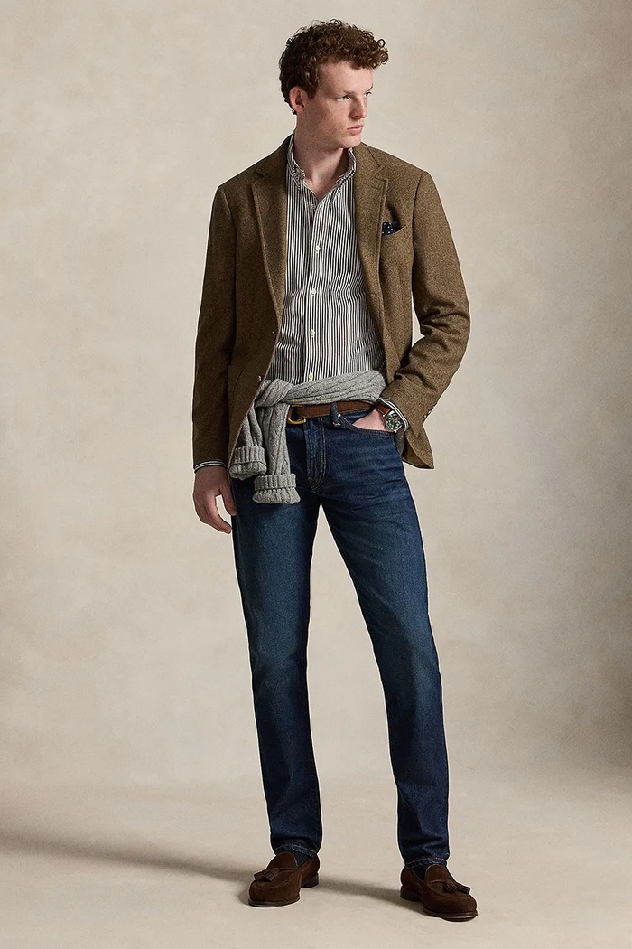 Odzież Polo Ralph Lauren koszula męska bawełniana 710929346 brązowy