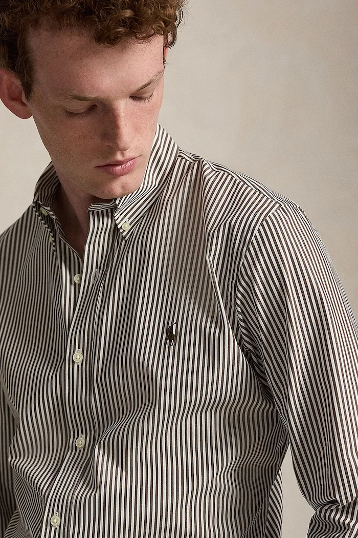 Polo Ralph Lauren koszula męska bawełniana brązowy 710929346
