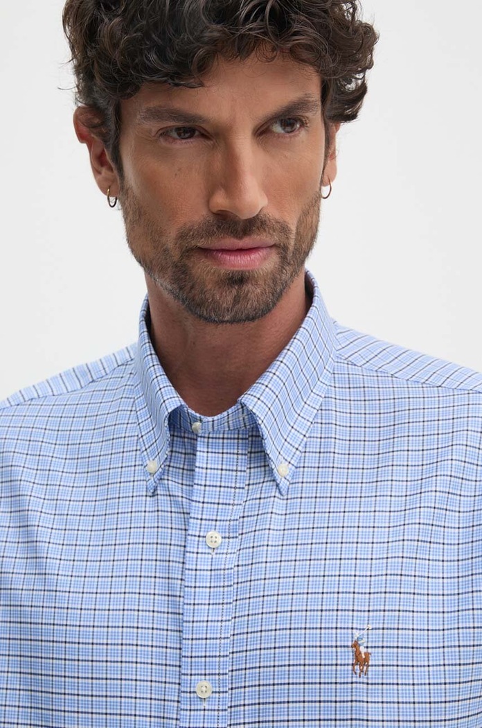 Bavlněná košile Polo Ralph Lauren modrá 712954617
