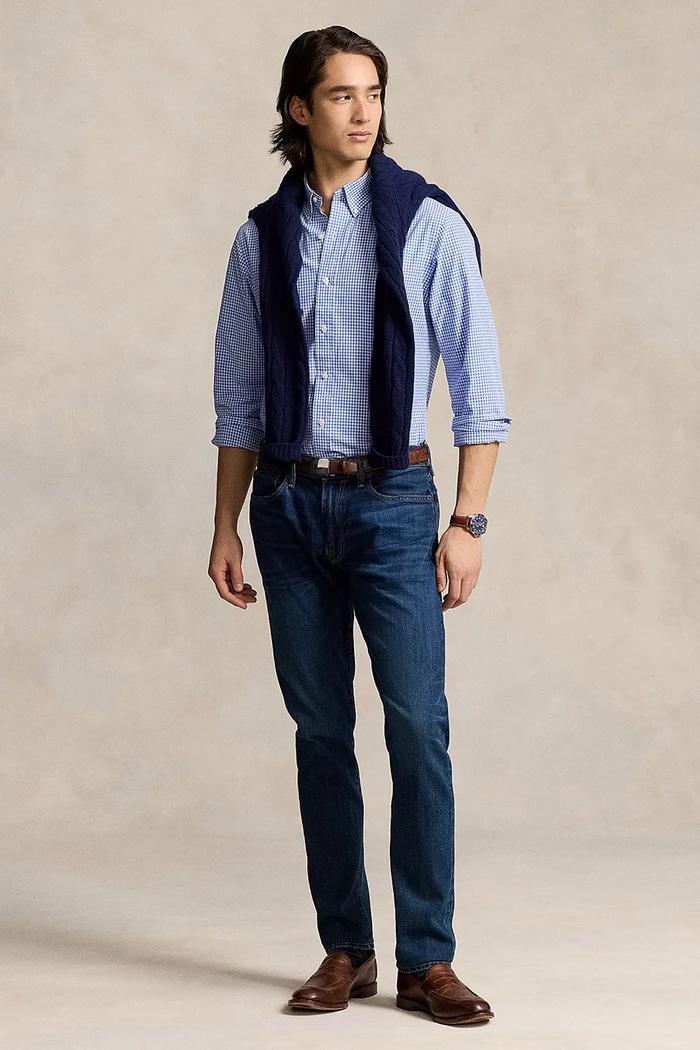 Odzież Polo Ralph Lauren Koszula męska bawełniana z elastanem 710928255 niebieski