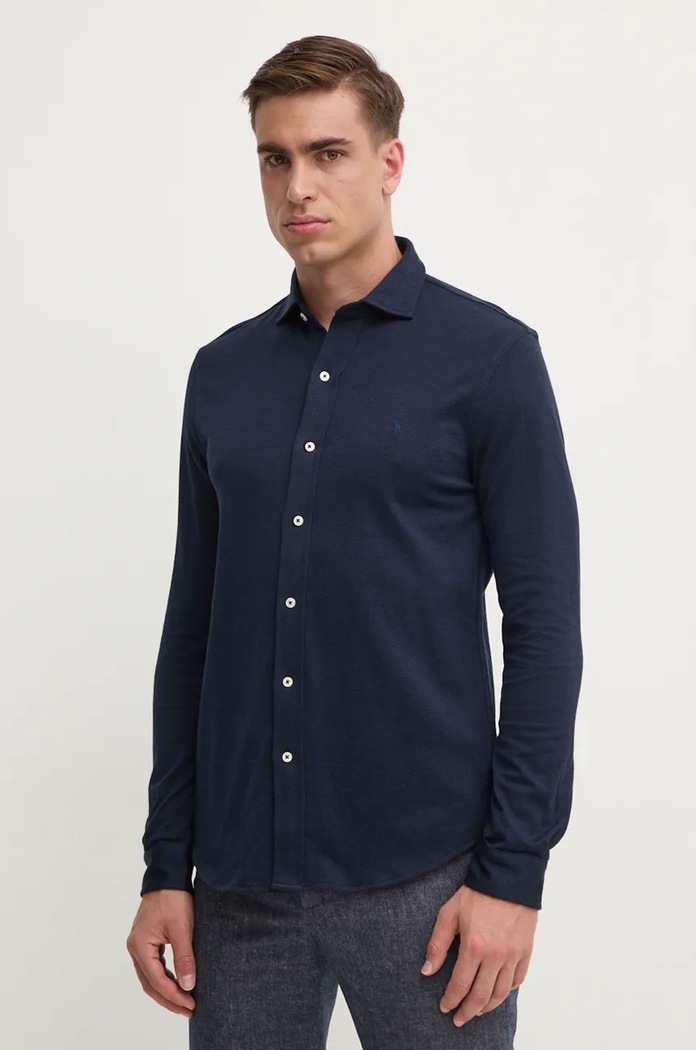 Памучна риза Polo Ralph Lauren стандартна тъмносин 710958122