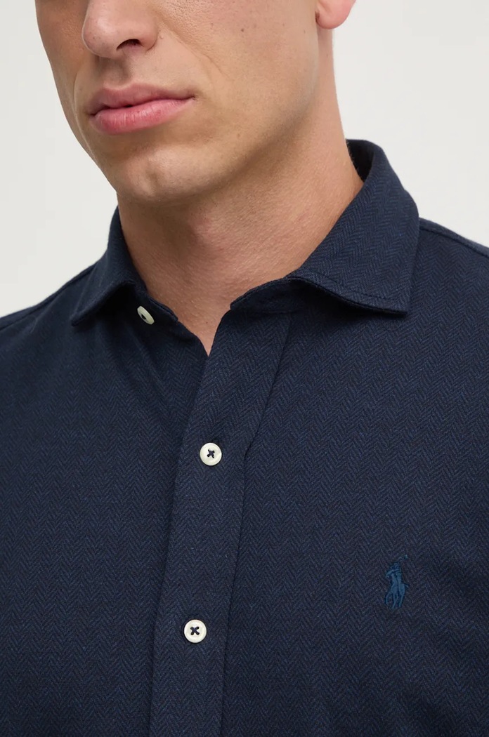 Памучна риза Polo Ralph Lauren 710958122 тъмносин AW24