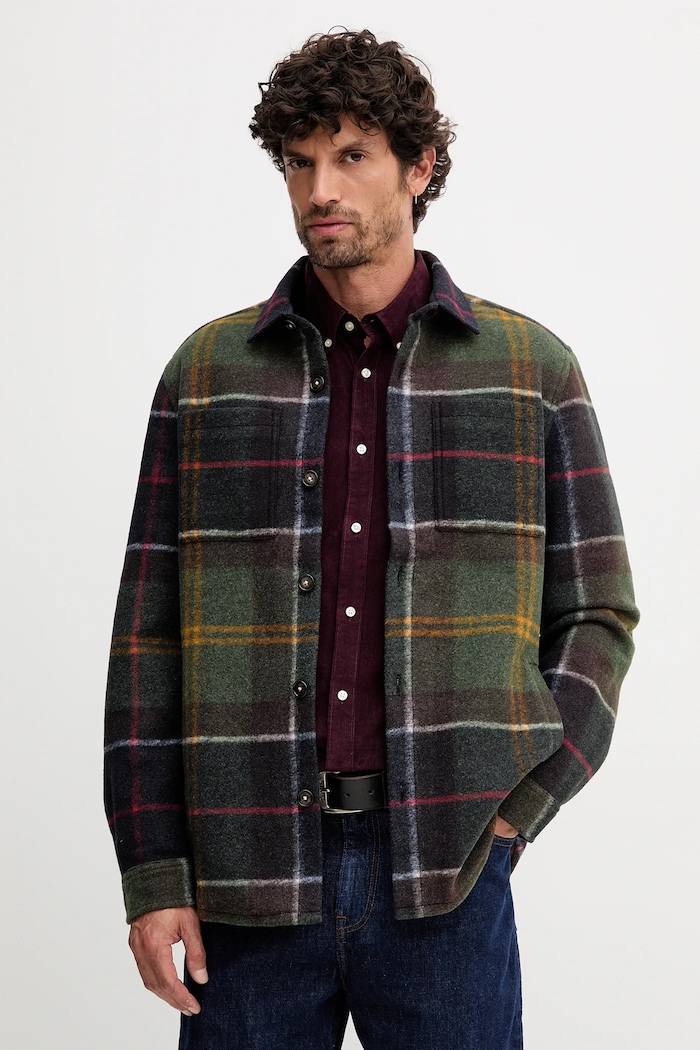 Barbour Geacă cu aspect de cămașă verde MOS0400