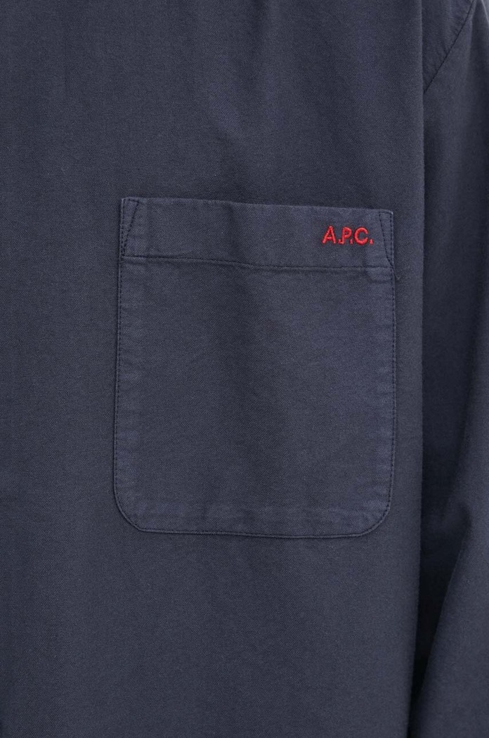 Bavlněná košile A.P.C. Chemise Mateo Logo COHAH.H12599 námořnická modř SS26