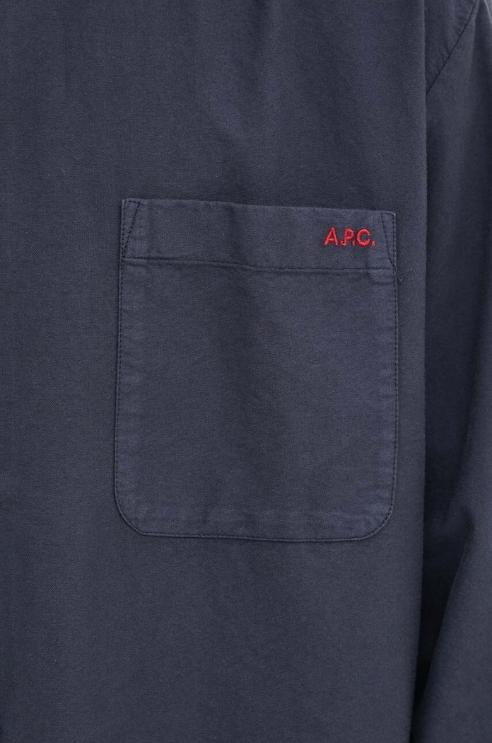 Bavlněná košile A.P.C. Chemise Mateo Logo COHAH.H12599 námořnická modř SS26