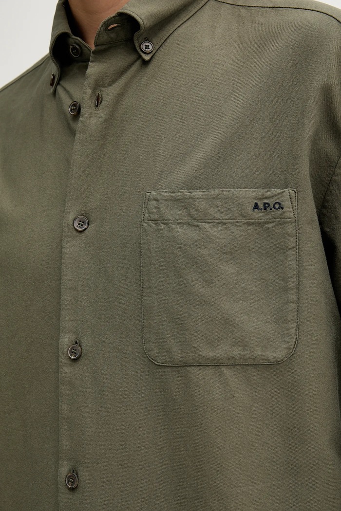 Bavlnená košeľa A.P.C. Chemise Mateo Logo COHAH.H12599 zelená