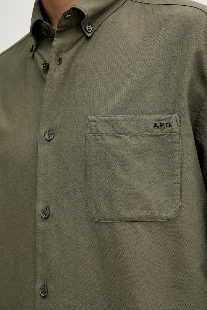 Bavlnená košeľa A.P.C. Chemise Mateo Logo COHAH.H12599 zelená