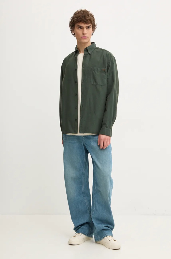 Βαμβακερό πουκάμισο A.P.C. Chemise Mateo Logo COHAH.H12599 πράσινο SS26