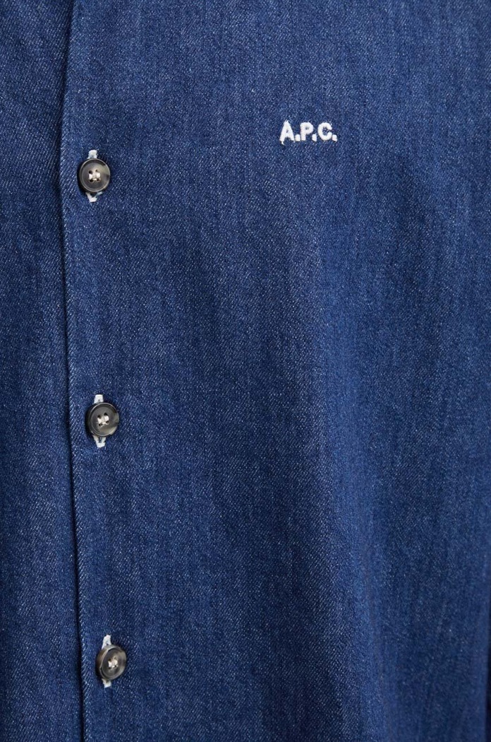 Rifľová košeľa A.P.C. chemise mathias logo COHAL.H12586 tmavomodrá AW24