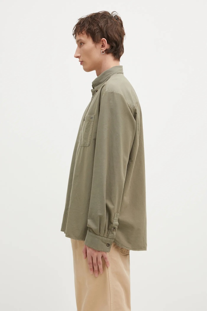Памучна риза A.P.C. Chemise Mateo Logo COHAH.H12599.JAA зелен AW24