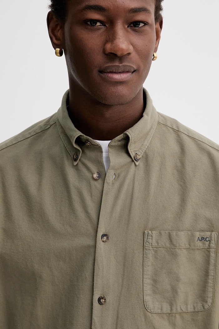 Bavlnená košeľa A.P.C. Chemise Mateo Logo zelená COHAH.H12599.JAA