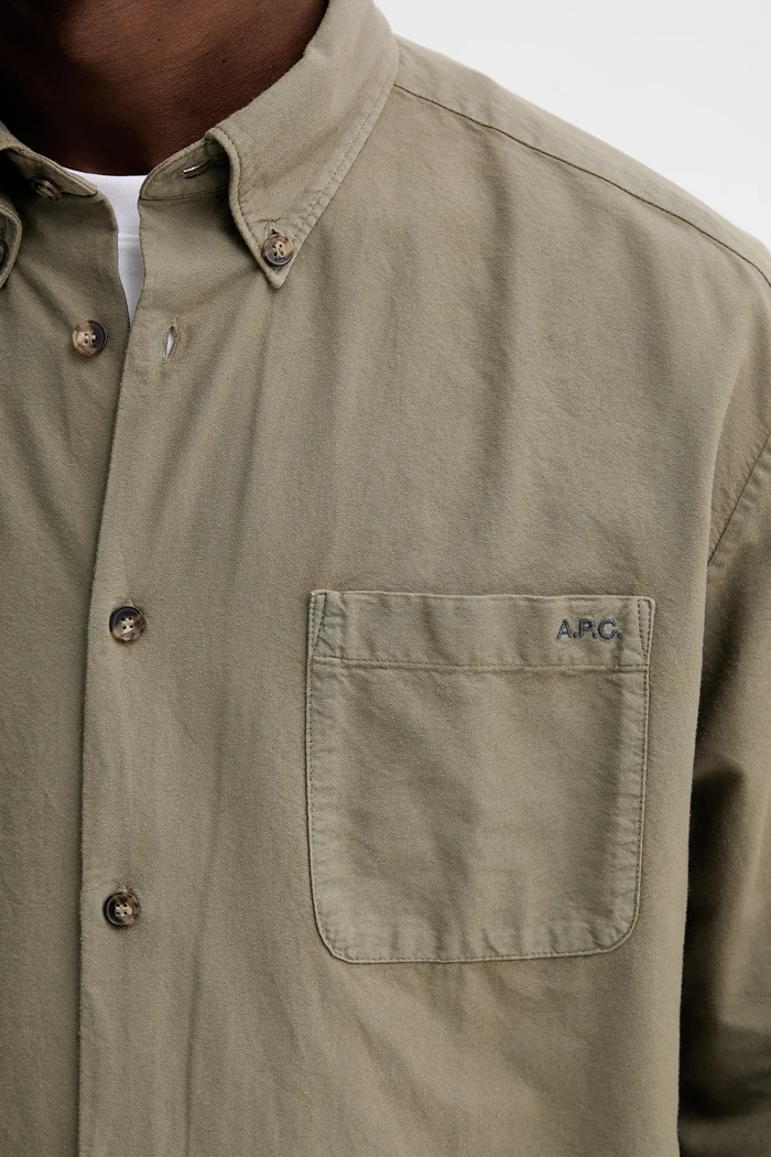 Bavlnená košeľa A.P.C. Chemise Mateo Logo COHAH.H12599.JAA zelená