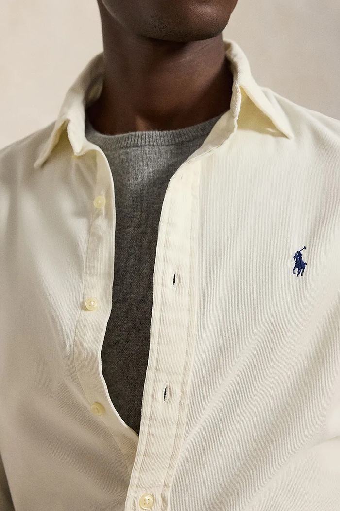 Koszula męska bawełniana 21W Corduroy Polo Ralph Lauren 710853123 beżowy