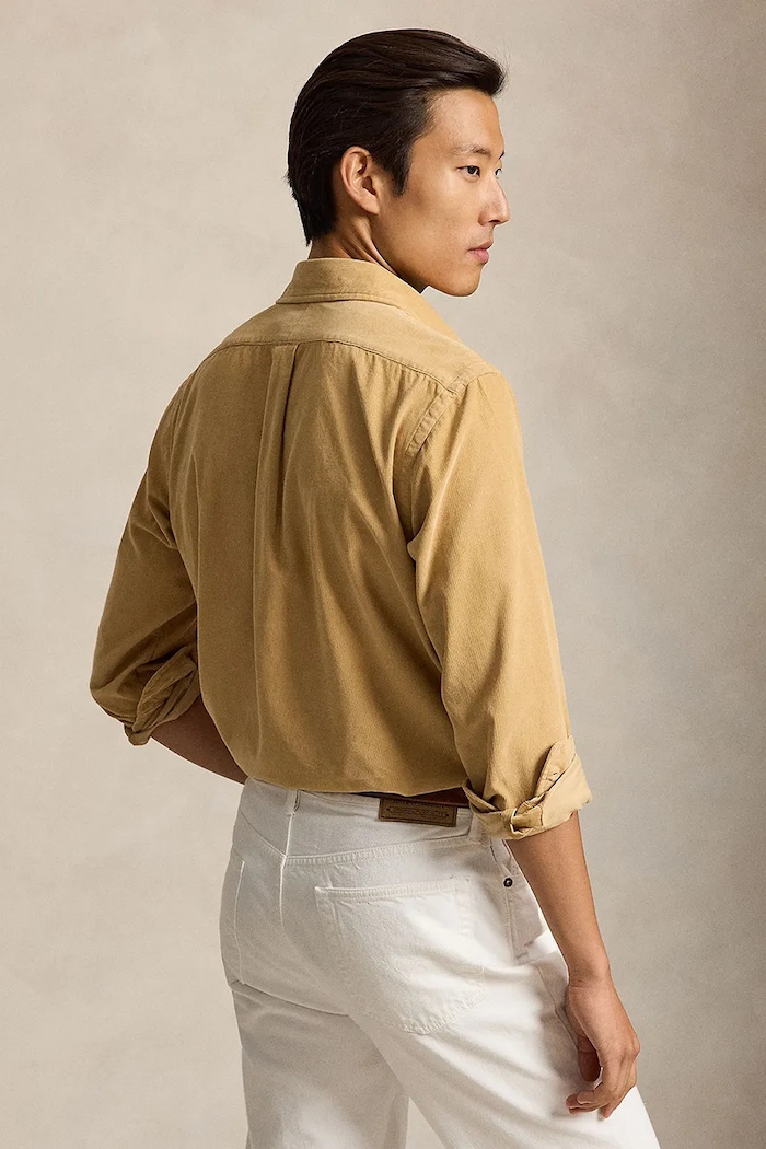 Polo Ralph Lauren Koszula męska bawełniana 21W Corduroy 710853123 beżowy AW24