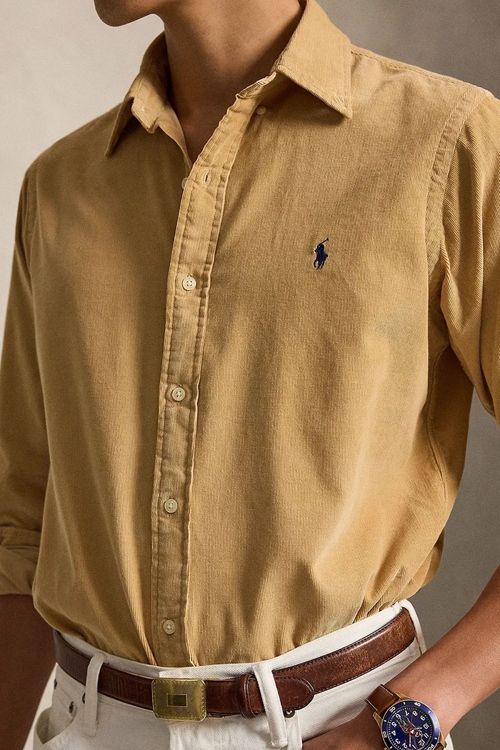Koszula męska bawełniana 21W Corduroy Polo Ralph Lauren 710853123 beżowy