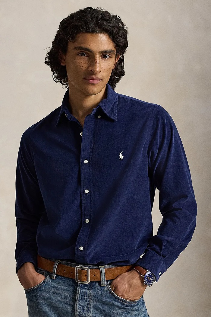 Polo Ralph Lauren Koszula męska bawełniana 21W Corduroy granatowy 710853123