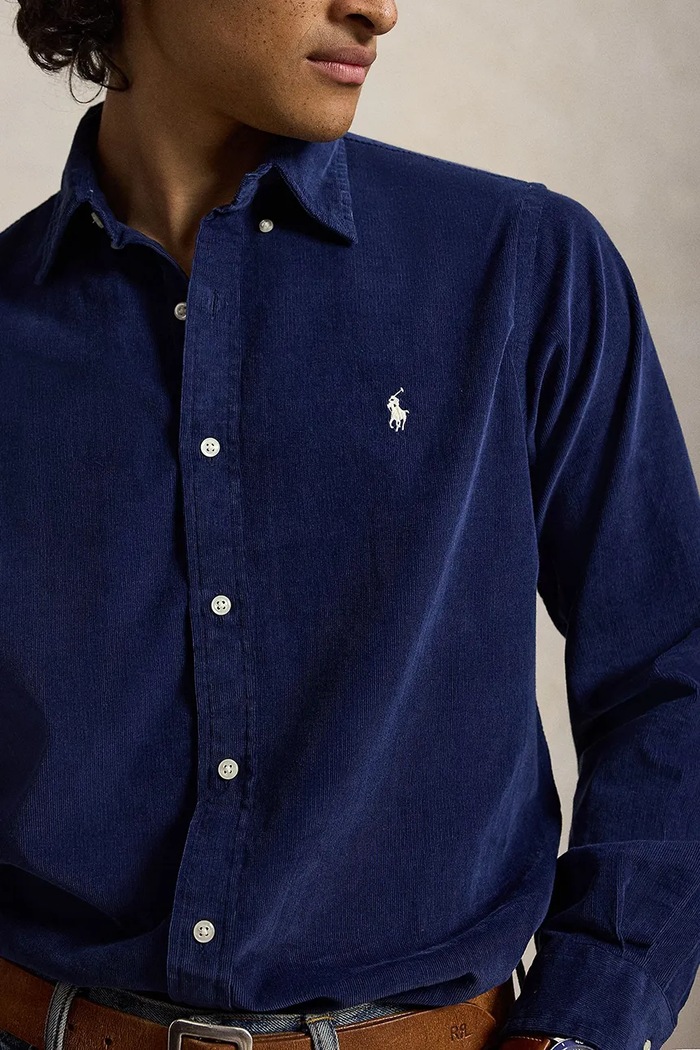 Koszula męska bawełniana 21W Corduroy Polo Ralph Lauren 710853123 granatowy