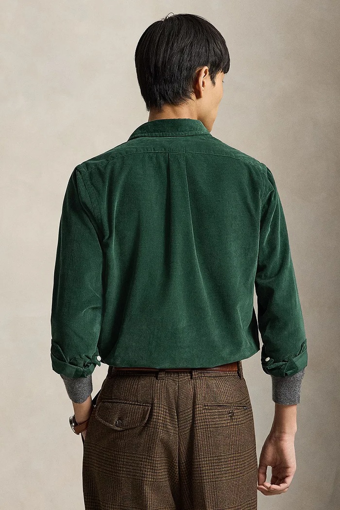 Polo Ralph Lauren Koszula męska bawełniana 21W Corduroy 710853123 zielony AW24