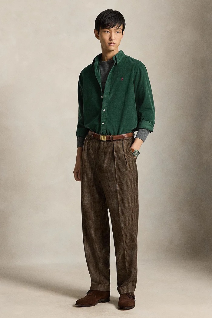 Odzież Polo Ralph Lauren Koszula męska bawełniana 21W Corduroy 710853123 zielony