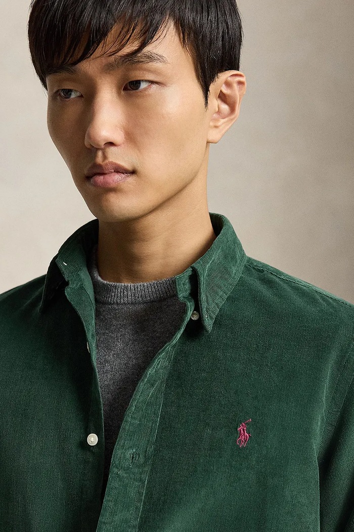 Koszula męska bawełniana 21W Corduroy Polo Ralph Lauren 710853123 zielony