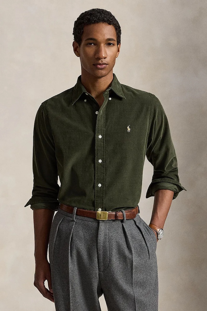 Polo Ralph Lauren Koszula męska bawełniana 21W Corduroy zielony 710853123