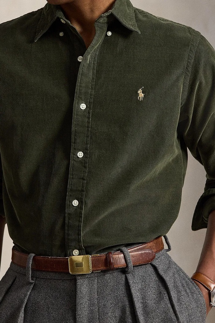 Koszula męska bawełniana 21W Corduroy Polo Ralph Lauren 710853123 zielony
