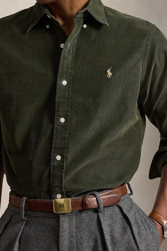 Koszula męska bawełniana 21W Corduroy Polo Ralph Lauren 710853123 zielony