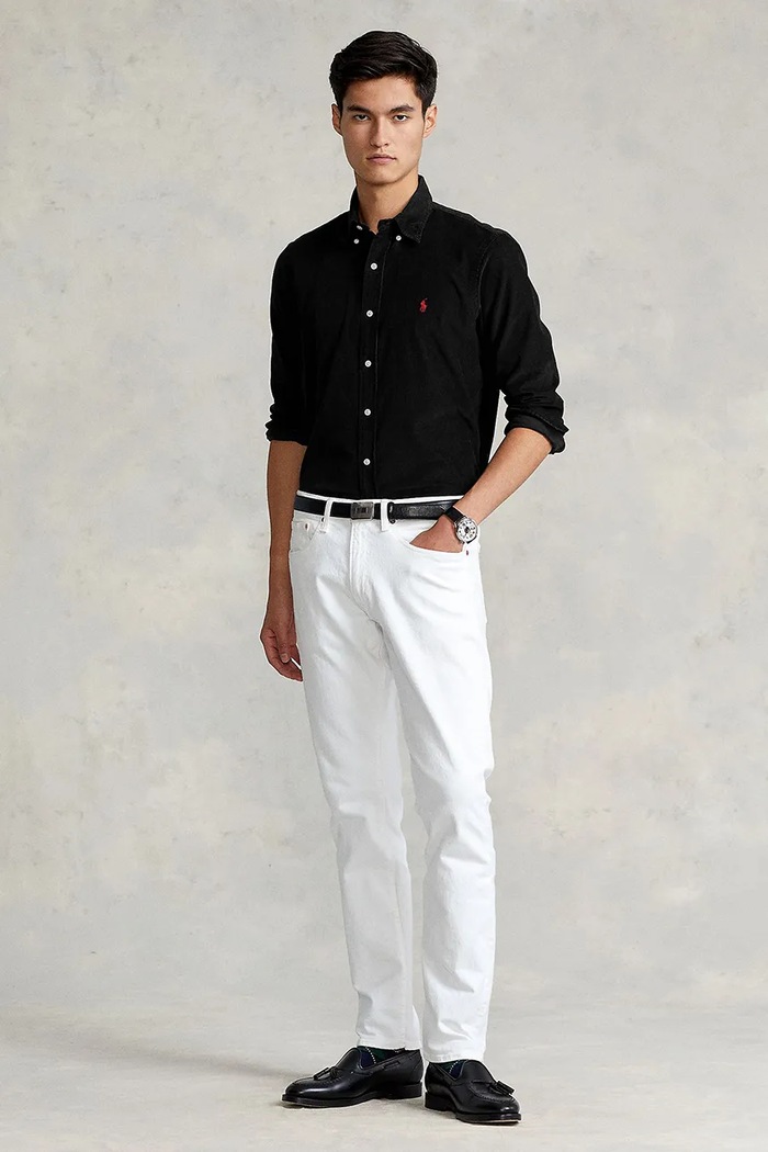 Odzież Polo Ralph Lauren Koszula męska bawełniana 21W Corduroy 710853123 czarny