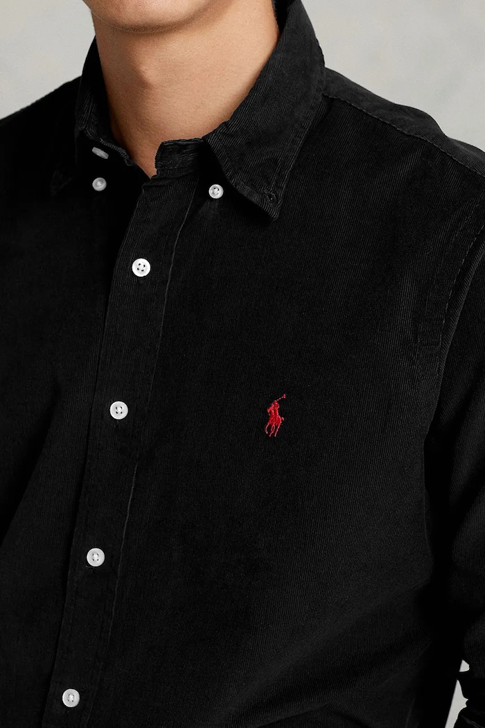 Πουκάμισο ανδρικό βαμβακερό 21W Corduroy Polo Ralph Lauren 710853123 μαύρο