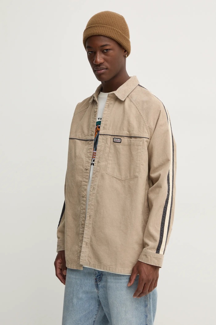 Bavlněná košile Quiksilver Seward dlouhý béžová EQYWT04583