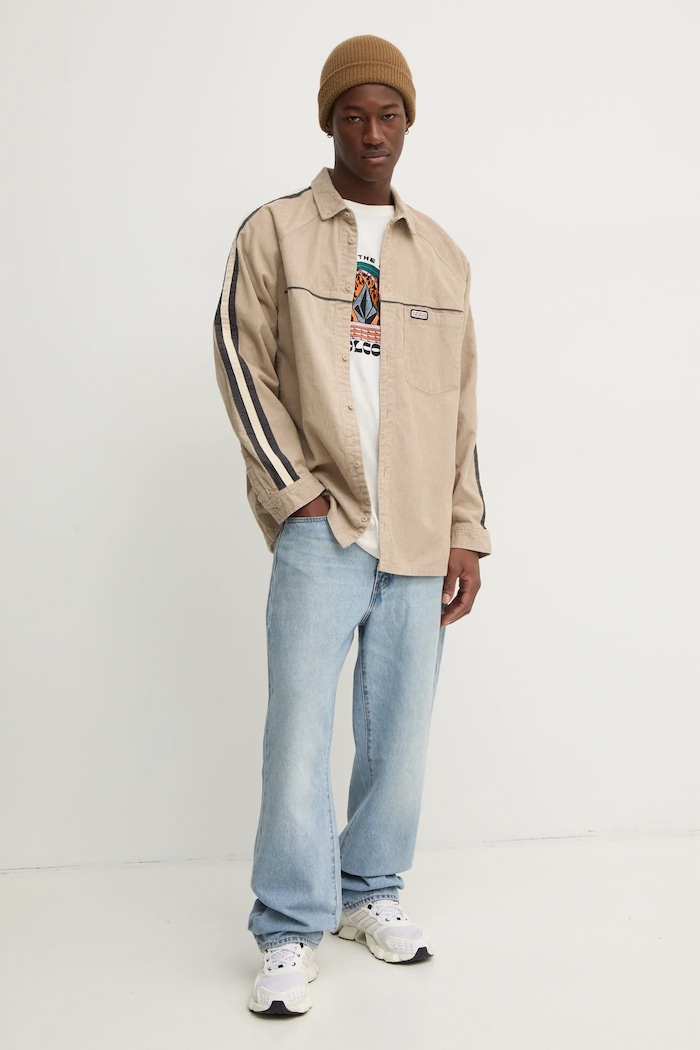 Bavlněná košile Quiksilver Seward EQYWT04583 béžová AW24