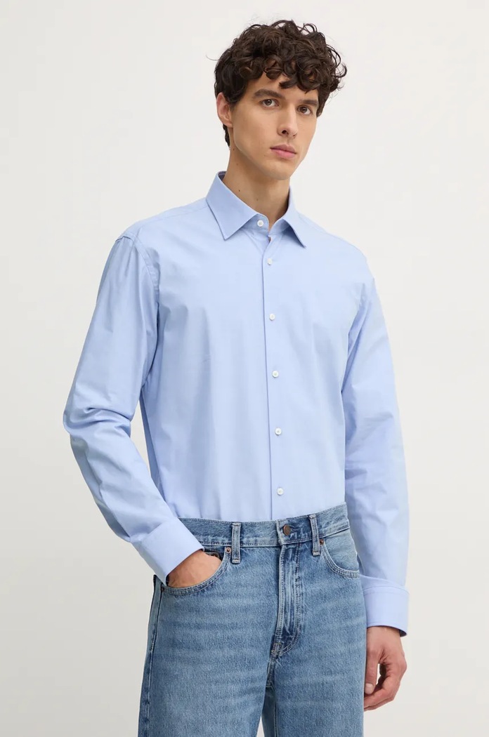 Košile BOSS hladký modrá 50527242