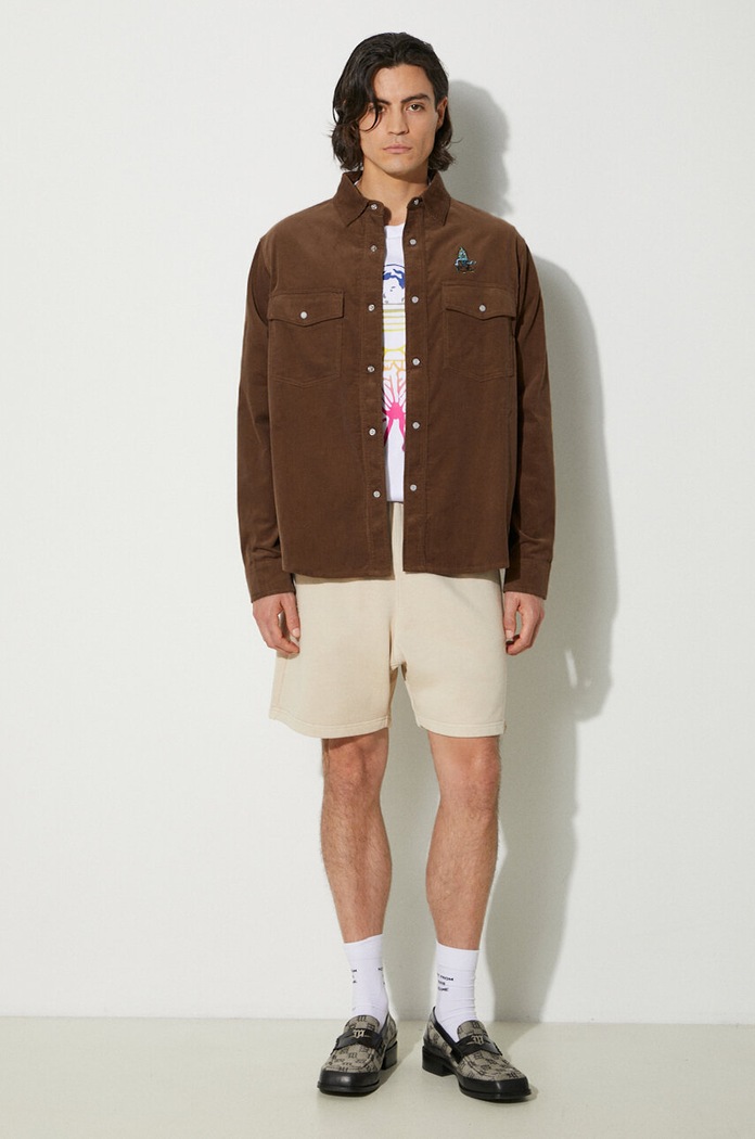 Πουκάμισο κοτλέ ICECREAM Needle Cord Shirt IC24221 καφέ AW24