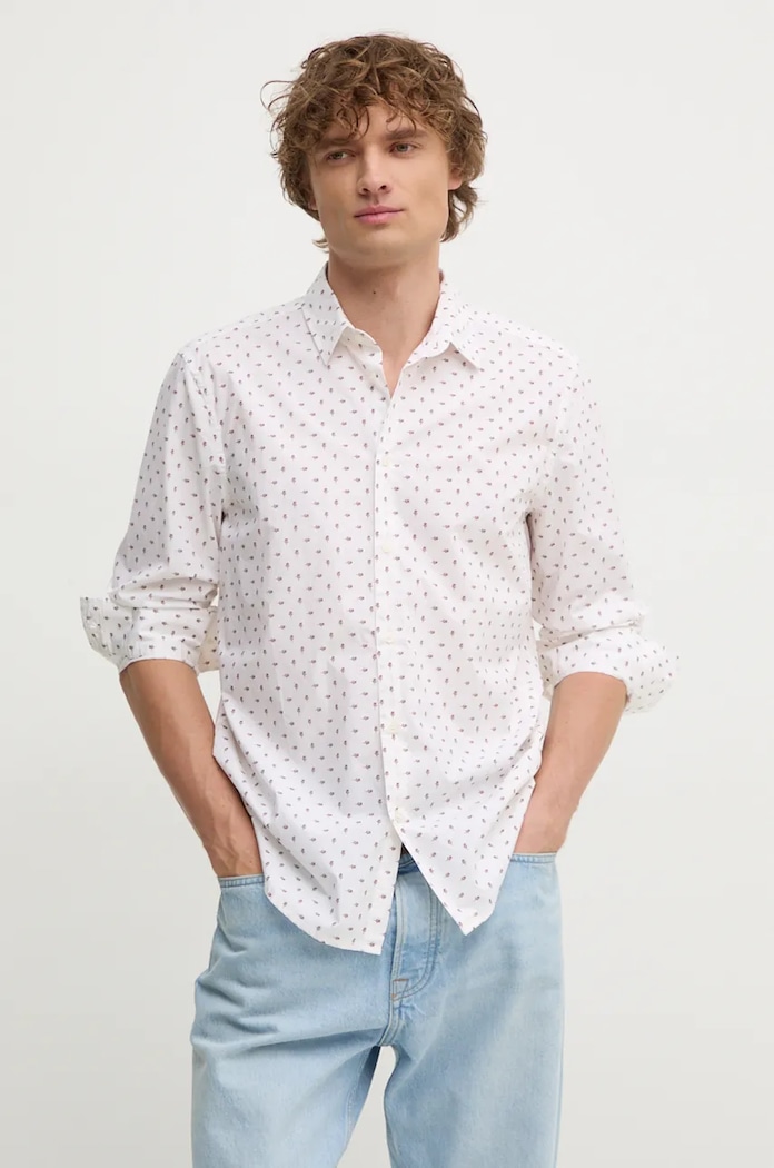 Pamučna košulja Sisley casual bijela 5WNKSQ041