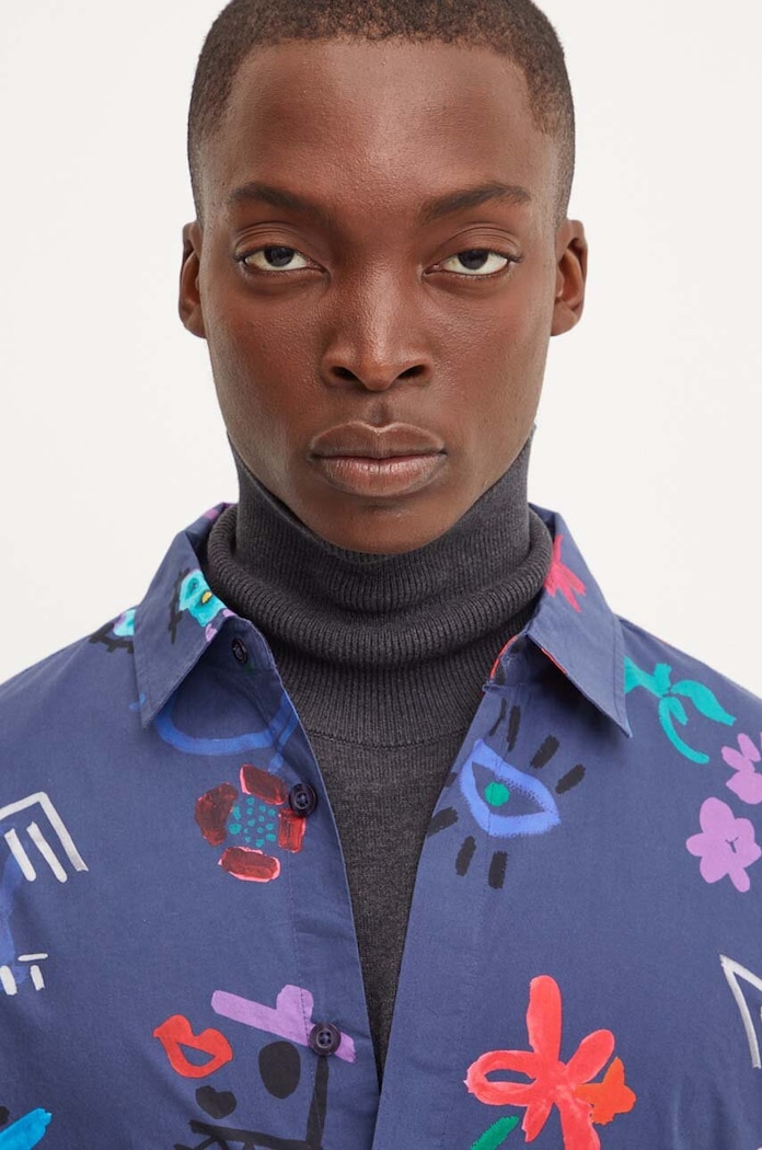 Desigual koszula bawełniana NUEVAJERSEY niebieski 24WMCW28