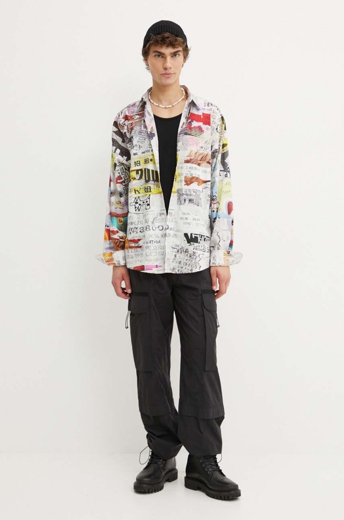 Desigual koszula bawełniana AMAURY 24WMCW11 szary AW24