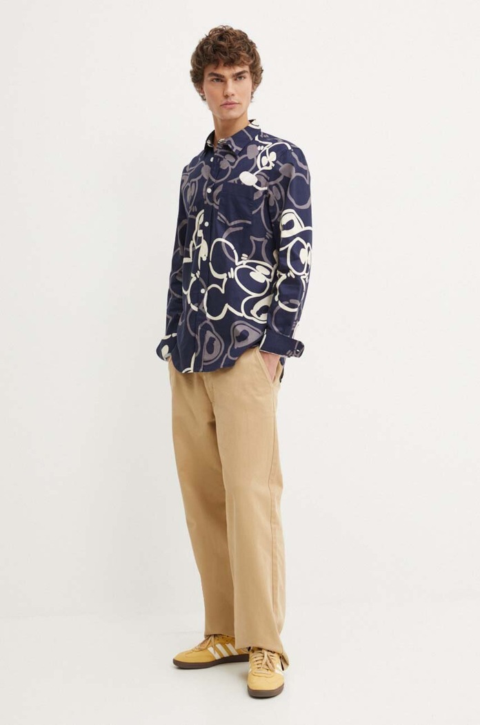 Desigual koszula bawełniana SAMSON 24WMCW26 granatowy AW24