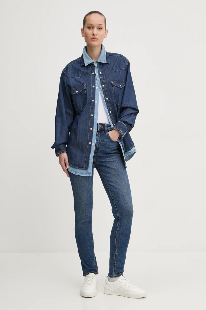 Košulja Desigual NUEVAYORK 24WMCD03 mornarsko plava AW24