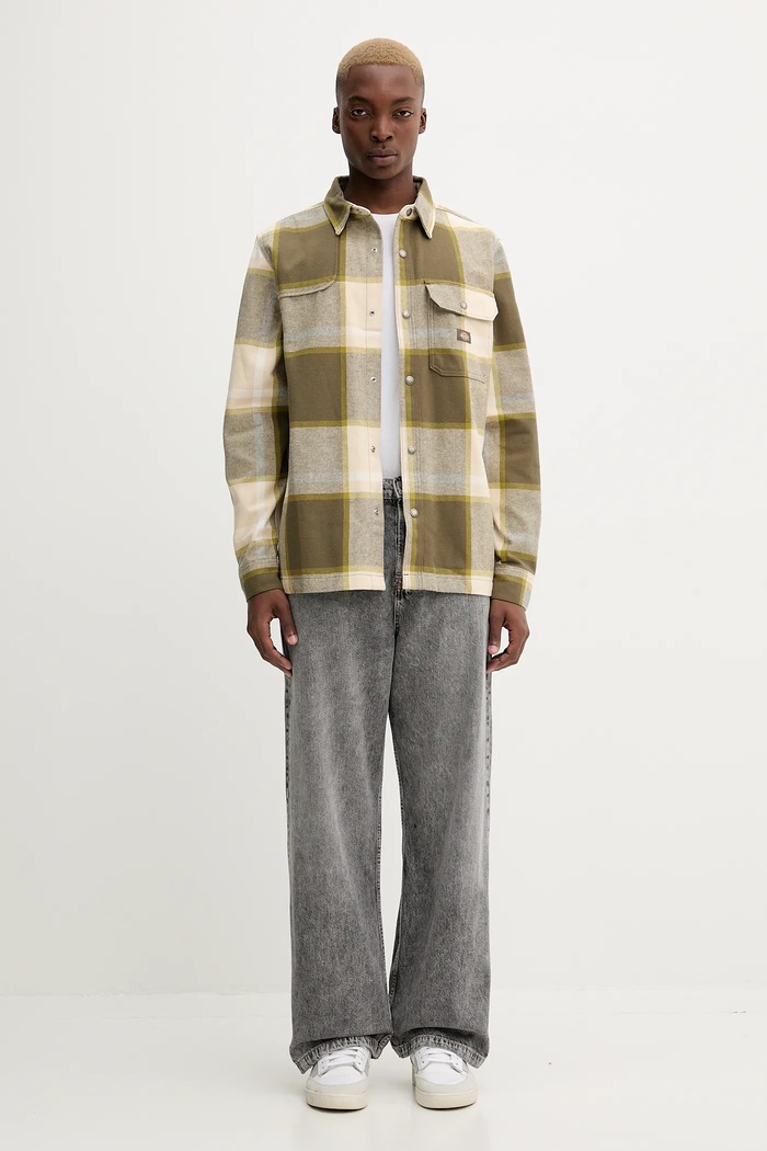 Dickies cămașă din bumbac NIMMONS DK0A4XGU verde AW25