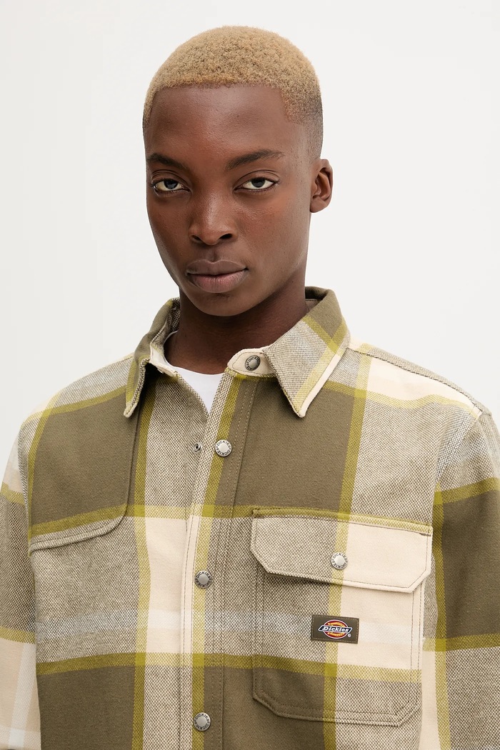 Dickies cămașă din bumbac NIMMONS verde DK0A4XGU