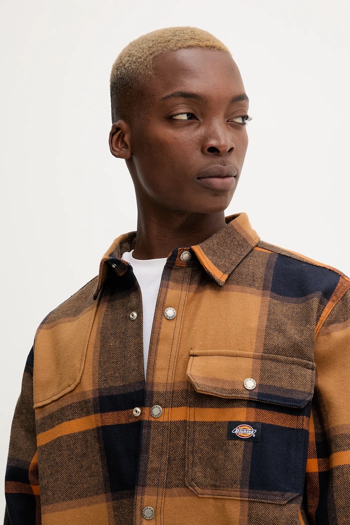 Dickies cămașă din bumbac NIMMONS maro DK0A4XGU