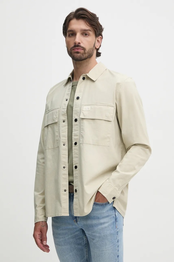Košeľa Calvin Klein Jeans jednofarebný béžová J30J326970